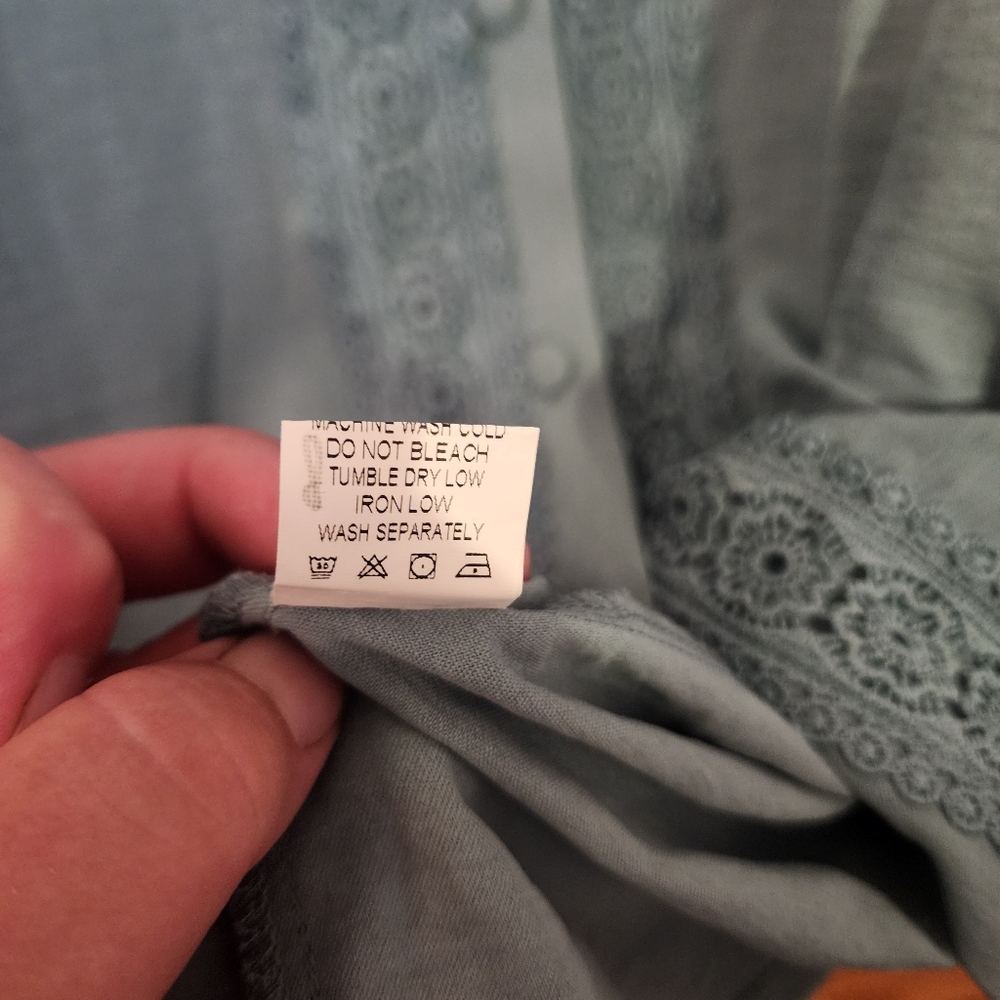 NEW Modlily Womens Teal Green Button Down  3/4 Sleeve Blouse Size L Cottagecore - Picture 7 of 8